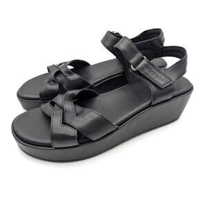 Rockport Amira Strappy Wedge Sandals Open Toe Women's Black Size US9M EU39.5